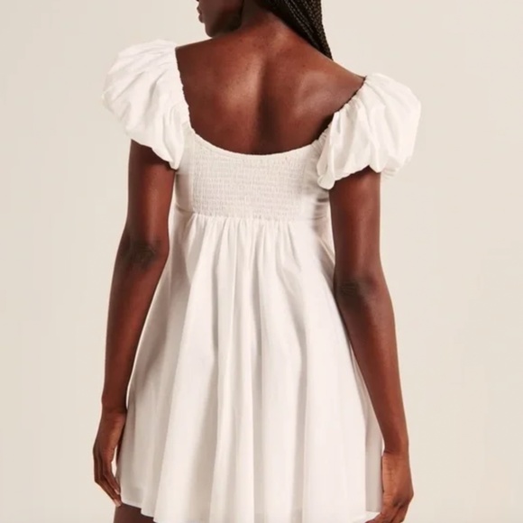 NWT Abercrombie & Fitch Ruched Puff Sleeve Mini Dress - Picture 3 of 8